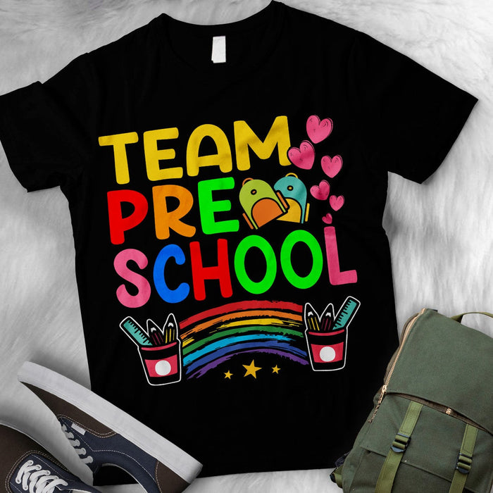 Personalized T-Shirt For Kids Team Preschool Back To School Outfit Funny Design With Color Rainbow Printed Custom Level
