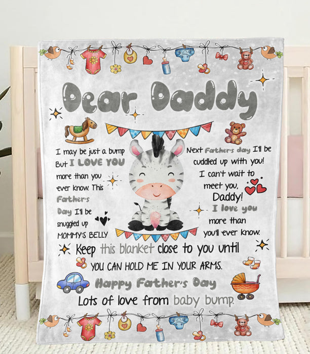 Personalized Blanket To My Dad From Baby Bump Happy Father's Day Cute Funny Baby Zebra Print Custom Name