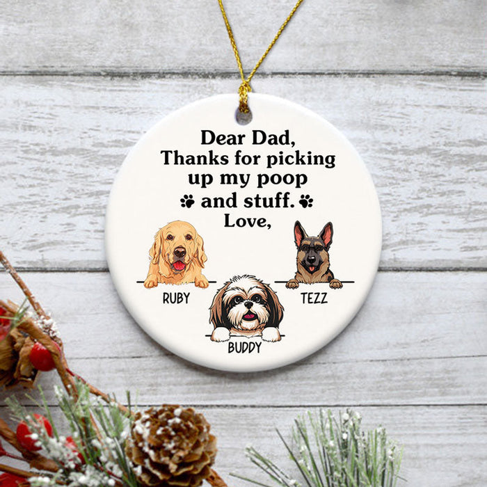 Personalized Ornament For Dog Lovers Thanks For Picking Up My Poop And Stuff Custom Name Tree Hanging Christmas Gifts