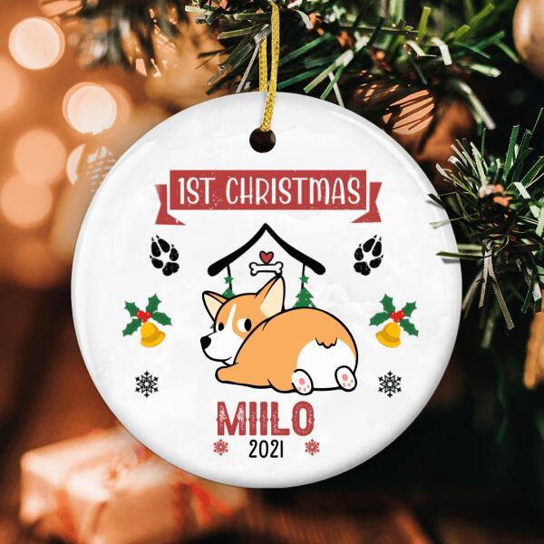 Personalized Ornament For Dog Lovers 1st Xmas Holly Snowflakes House Custom Name Tree Hanging Gifts For Christmas