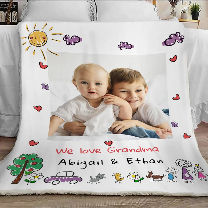 Personalized To My Grandma Blanket From Grandkids Sun Heart We Love Grandma
 Custom Name & Photo Gifts For Christmas