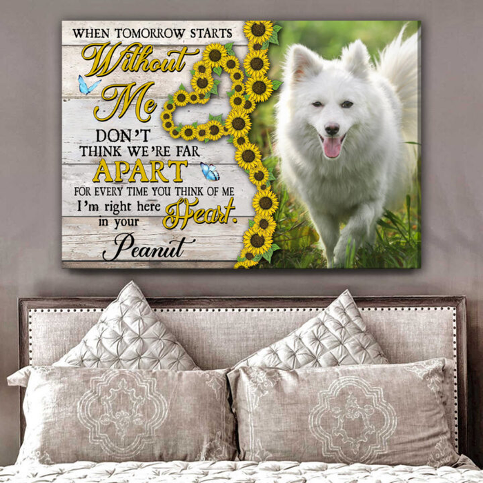 Personalized Memorial Canvas Wall Art For Loss Of Cat Dog When Tomorrow Starts Without Me Sunflower Custom Name & Photo