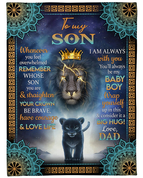 Personalized To My Son Blanket Gifts From Mom Dad Lion Whenever You Feel Overwhelmed Custom Name For Birthday Christmas