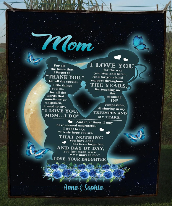 Personalized Blanket To My Mom Print Mommy & Daughter Quotes Design Blanket For Mothers Day Custom Name