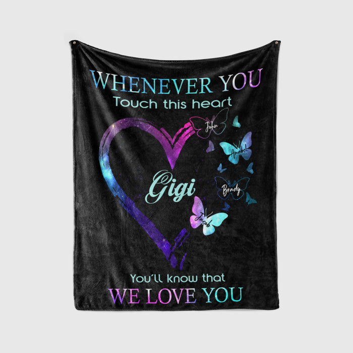 Personalized To My Grandma Blanket From Grandkids Gigi Colorful Butterflies Heart Custom Name Gifts For Christmas