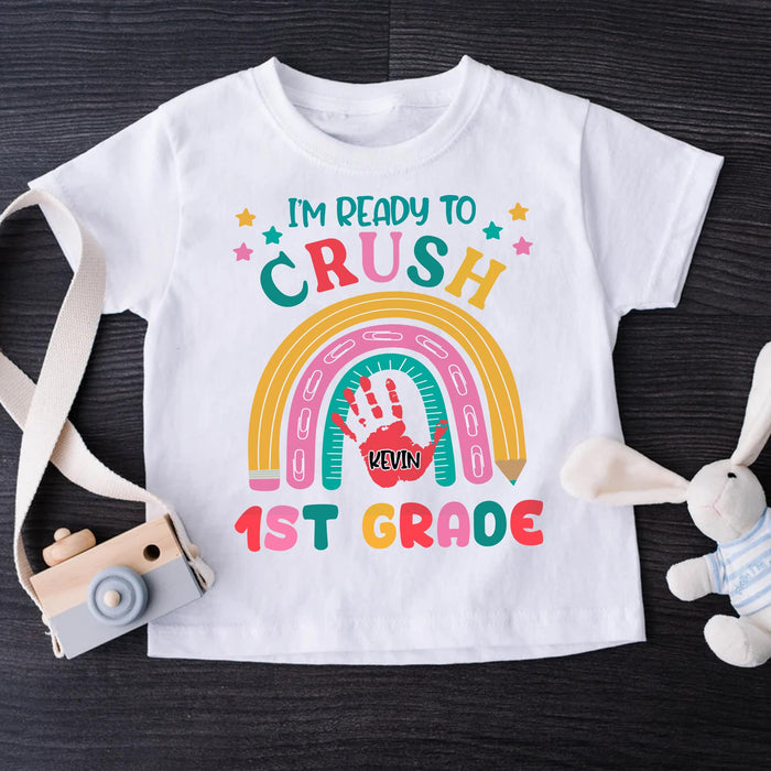 Personalized T-Shirt For Kids Funny Ready To Crush First 1st Grade Colorful Design Custom Name Back To School Outfit