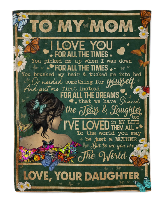 Personalized Vintage Blanket To My Mom On Mothers Day Beautiful Women & Butterfly Blanket Custom Name