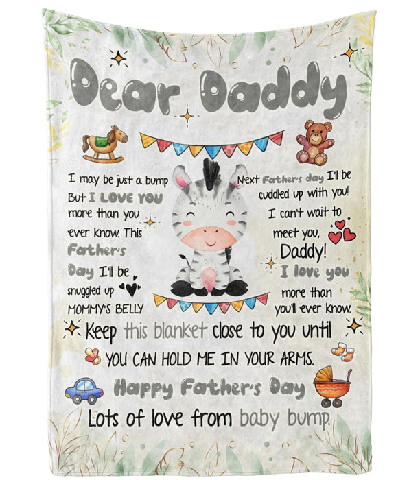 Personalized Blanket To My Dad From Baby Bump Happy Father's Day Funny Baby Zebra Cartoon Design Custom Name