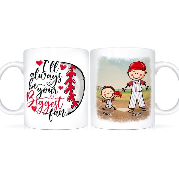 Personalized Coffee Mug For Father From Kids Your Biggest Fan Baseball Lovers Custom Name Ceramic Cup For Fathers Day