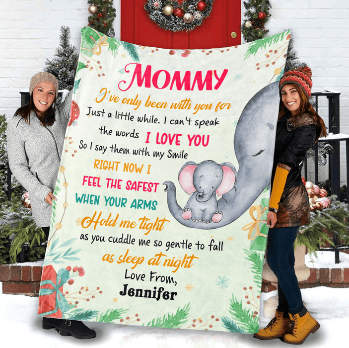 Personalized Blanket For New Mom From Baby I've Only Been With You Cute Elephant Custom Name Gifts For First Christmas