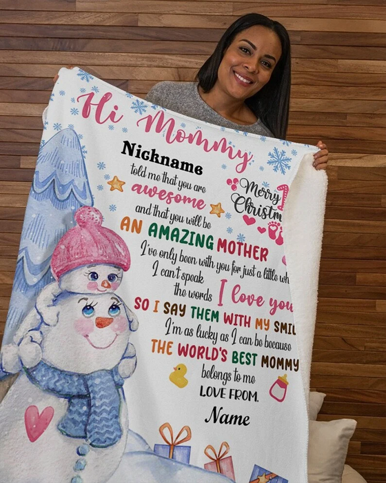 Personalized Blanket For New Mom From Baby Grandma Told Me That You Are Awesome Print Cute Snowman Boxes And Snowflakes