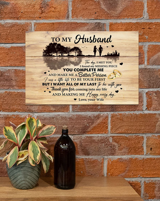 Personalized To My Husband Canvas Wall Art From Wife Vintage Romantic Couple You Complete Me Custom Name Poster Prints