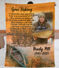 Personalized Fishing Memorial Blanket For Family In Heaven Gone Fishing Blanket Custom Photo & Name Premium Blanket
