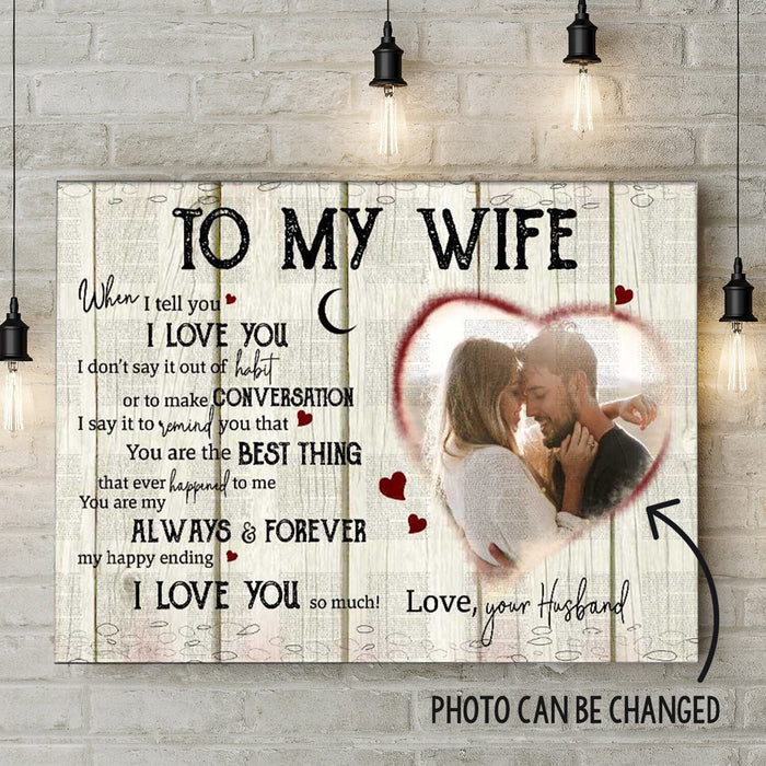 Personalized To My Wife Canvas Wall Art From Husband You're Forever Happy Ending Custom Name Photo Canvas Poster Gifts