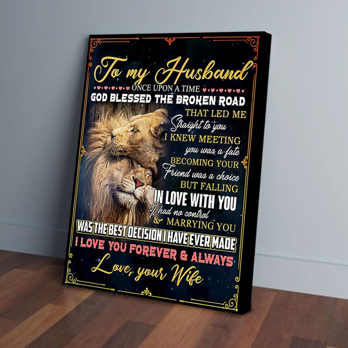 Personalized To My Husband Canvas Wall Art Gifts From Wife Lion Couple Meeting You Was A Fate Custom Name Poster Prints