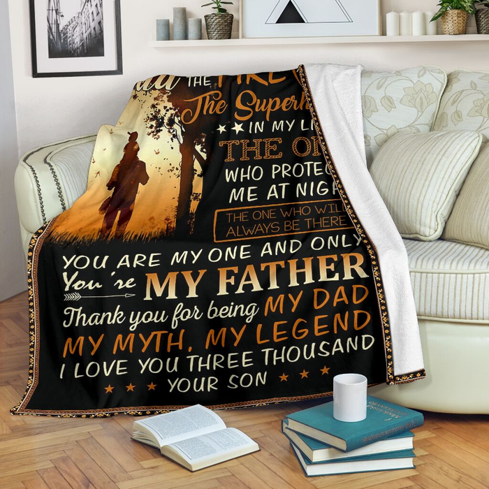 Personalized Blanket To My Dad From Son Daddy & Baby Print Vintage Design Father's Day Blanket Custom Name