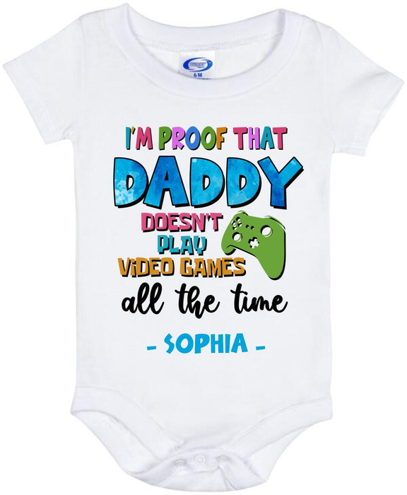 Personalized Baby Onesie For Gamer Dad Funny Colorful Design Console Printed Custom Name Father's Day Onesie