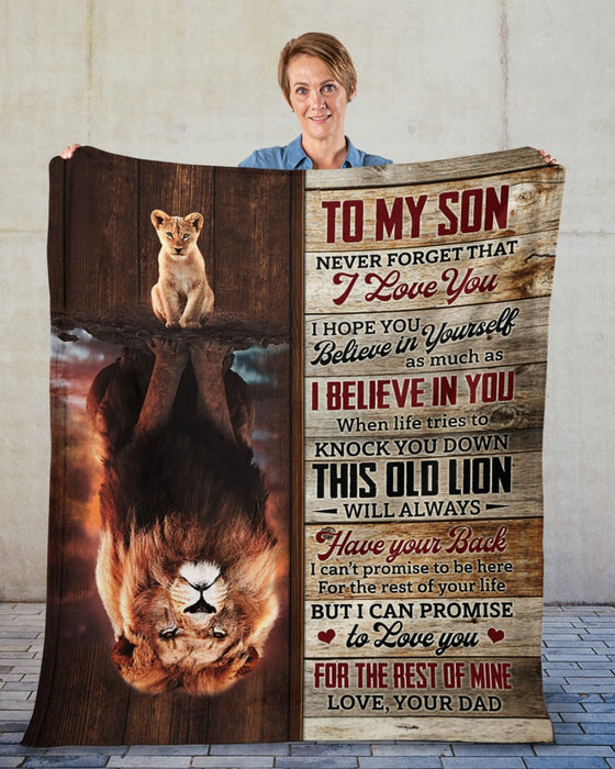 Personalized To My Son Blanket From Mom Dad Custom Name Wooden Old Lion Always Have You Back Gifts For Christmas