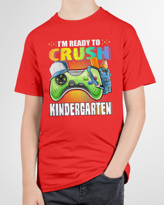 Personalized T-Shirt For Kids I'm Ready To Crush Kindergarten Video Game & Backpack Printed Back To School Outfit