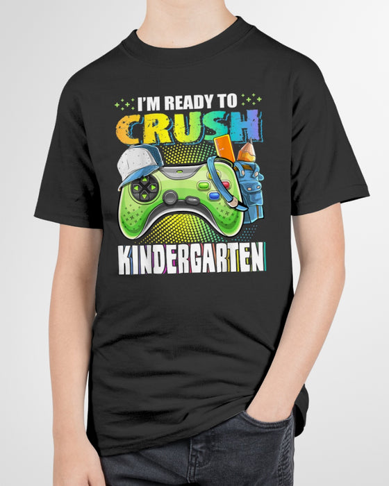Personalized T-Shirt For Kids I'm Ready To Crush Kindergarten Video Game & Backpack Printed Back To School Outfit