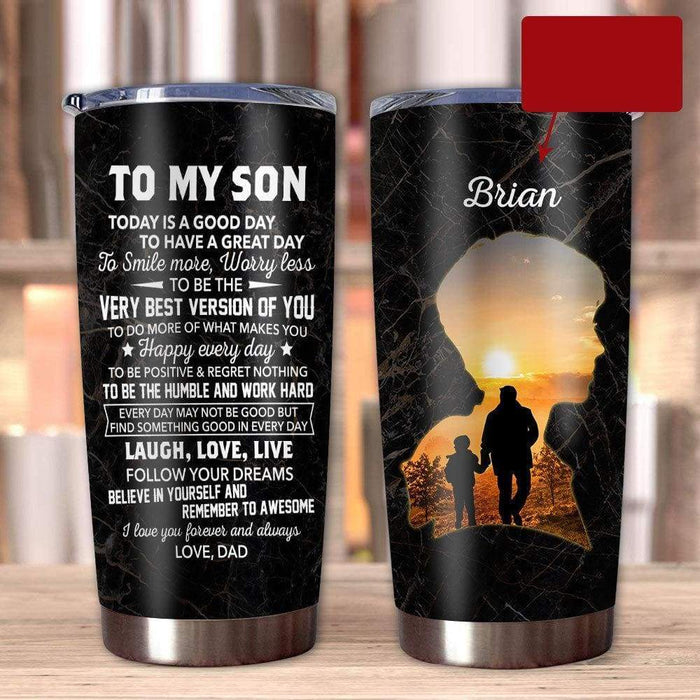 Personalized To My Son Tumbler From Parents Sunset To Be The Version Of You Custom Name Travel Cup Gifts For Birthday