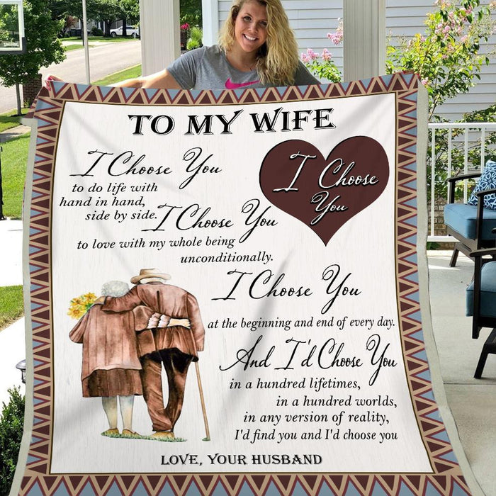 Personalized Growing Old Together Blanket To My Wife I Choose You Old Couple Printed Custom Name Valentine Blankets