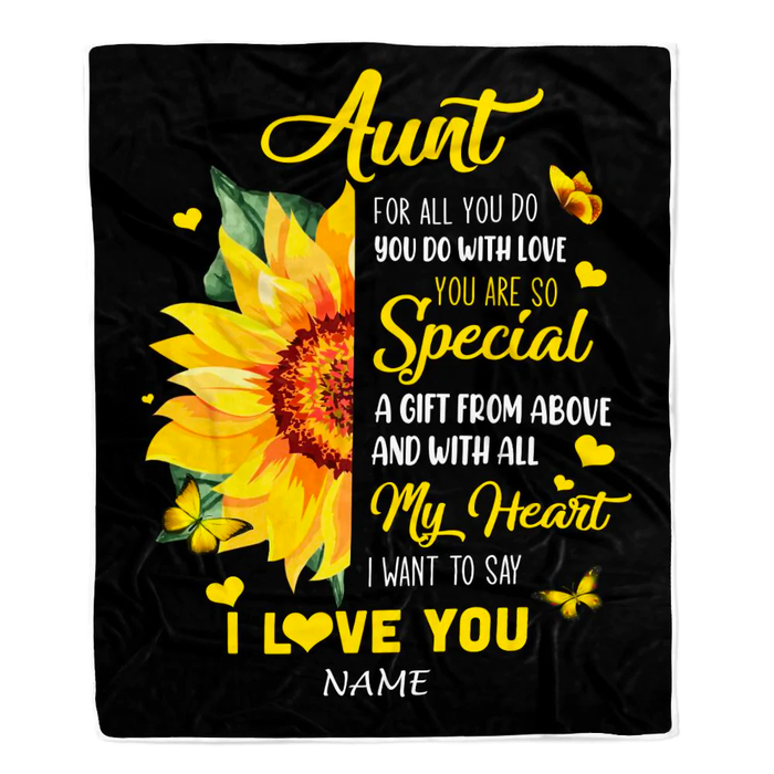 Personalized To My Aunty Blanket From Niece Nephew Sunflowers You Are So Special Custom Name Gifts For Christmas Xmas