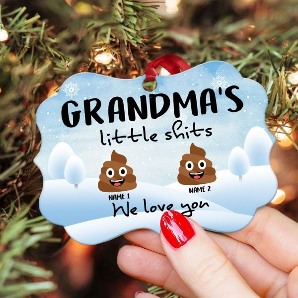 Personalized Ornament For Grandma From Grandkids Funny Grandma’S Little Shit Snowflake Custom Name Gifts For Christmas