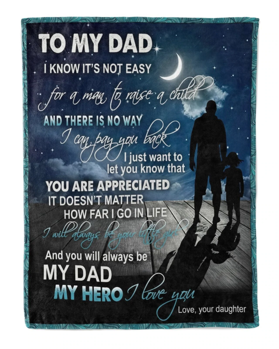 Personalized Blanket To My Dad From Daughter Daddy & Baby Under Star Night Ideas Father's Day Blanket Custom Name