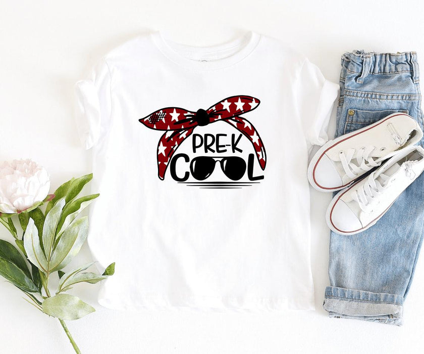 Personalized T-Shirt For Girl Pre-K Cool Cute Headband With Glasses Printed Back To School Outfit Custom Grade Level