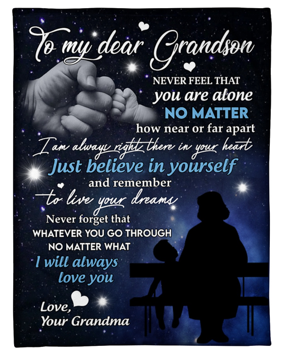 Personalized Blanket To My Grandson From Grandma I Am Always Right There Fist Bump Galaxy Background Custom Name