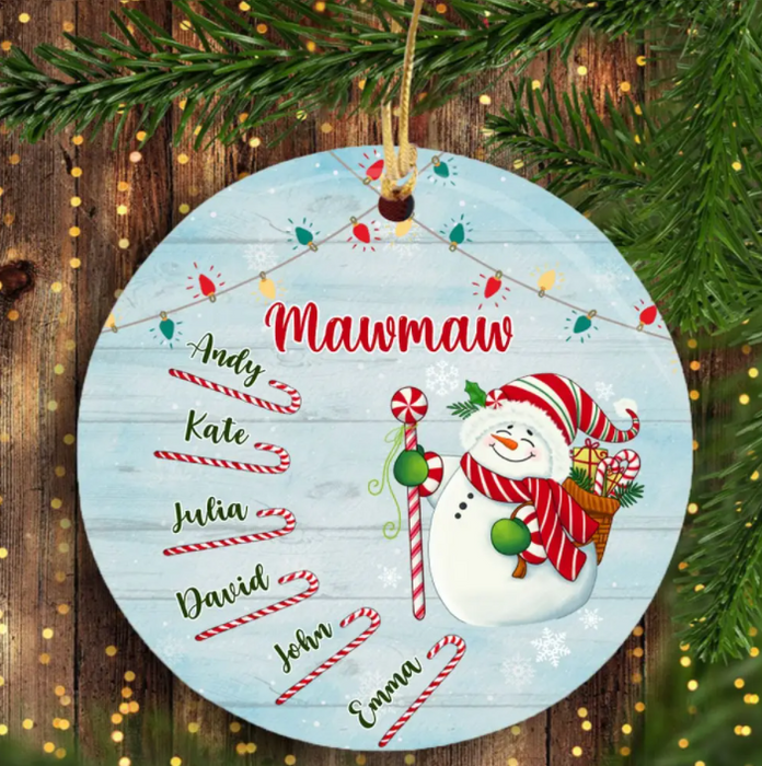 Personalized Ornament For Grandma From Grandkids Mawmaw Light Sweet Candy Cane Custom Name Gifts For Christmas Birthday