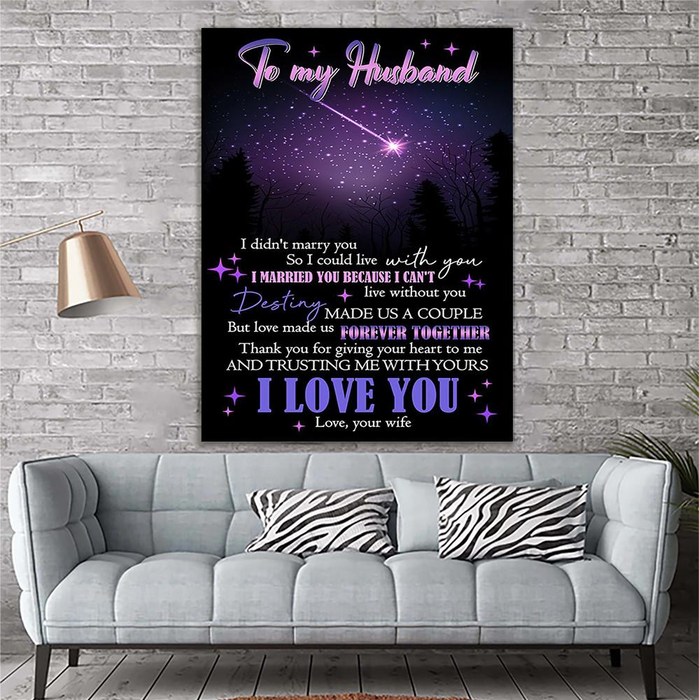 Personalized To My Husband Canvas Wall Art Gifts From Wife Stars Sky I Can't Live Without You Custom Name Poster Prints