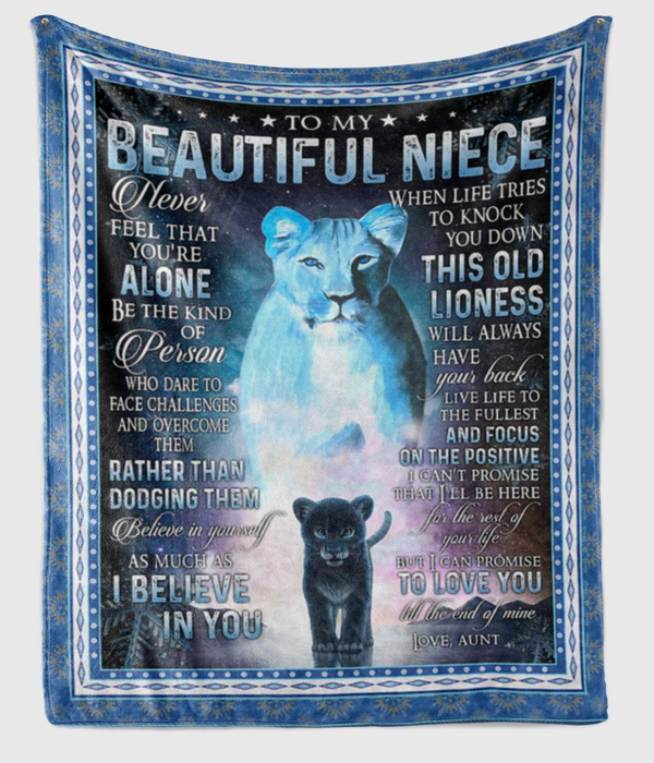 Personalized Fleece Blanket To My Niece Print Lion Love Quotes For Niece Customized Blanket Gift For Birthday Christmas Thanksgiving