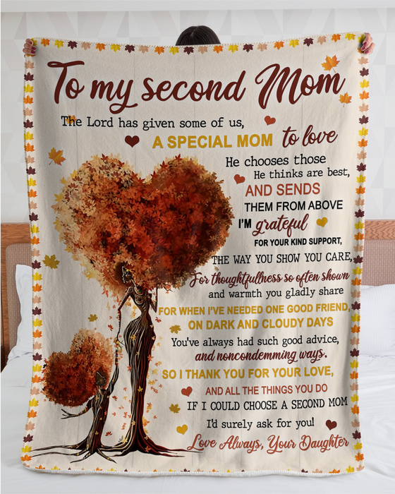 Personalized To My Bonus Mom Blanket Heart Tree Shaped Grateful For Your Support Custom Name Gifts For Stepfamily Day