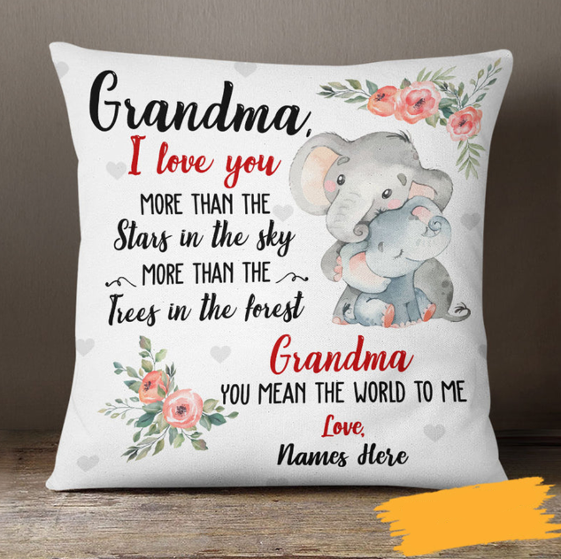 Personalized Square Pillow For Grandma I Love You More Than The Stars Custom Grandkids Name Sofa Cushion Christmas Gifts