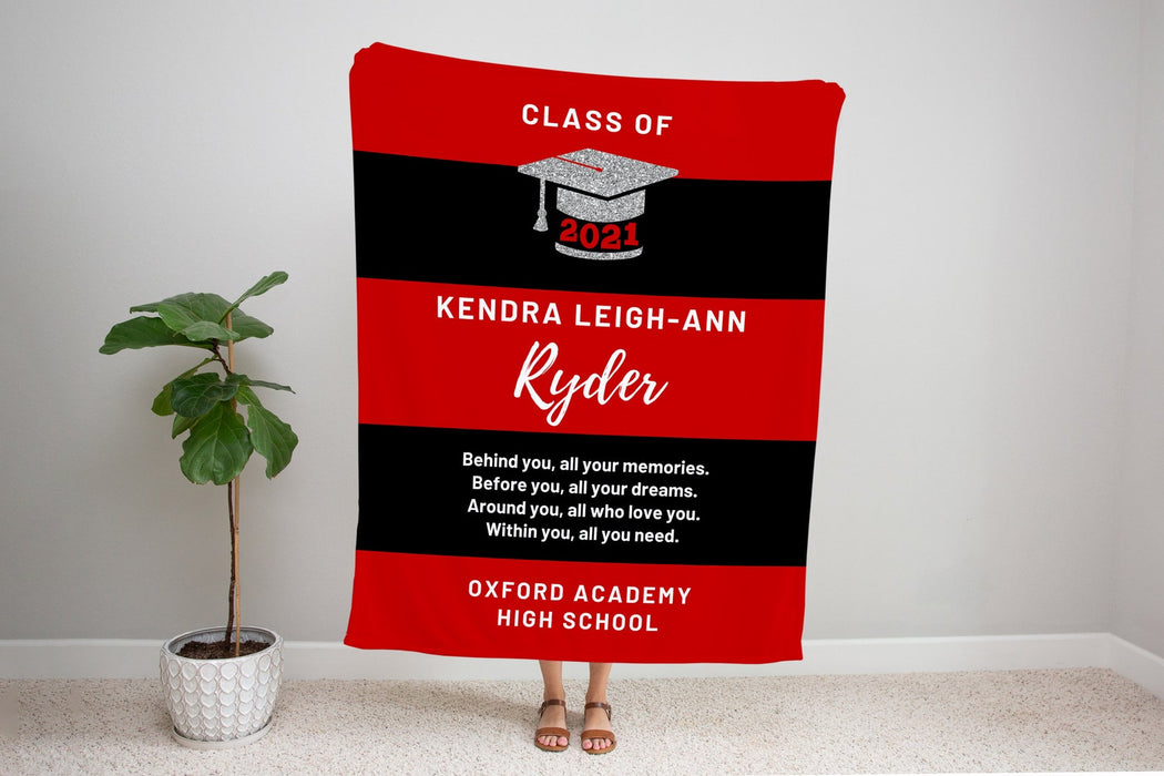 Personalized Graduation Blanket Class Of 2022 Behind You All Your Memories Custom Name & School Senior Graduation