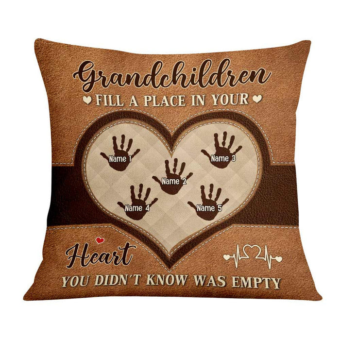Personalized Square Pillow For Grandma Hands Fill A Place In Heart Custom Grandkids Name Sofa Cushion Christmas Gifts