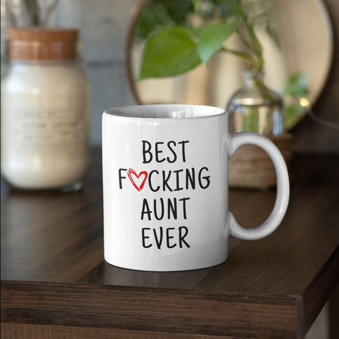 Personalized Coffee Mug For Aunt From Niece Nephew Fuck'g Ever Small Red Heart Custom Name Gifts For Birthday