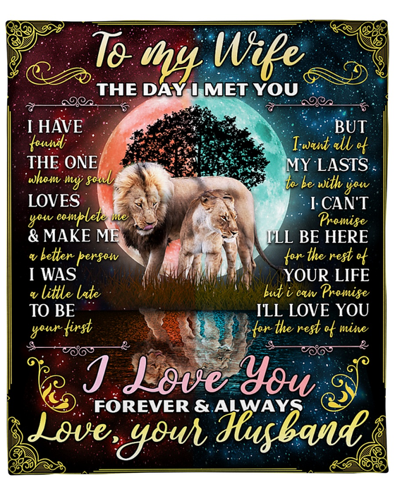 Personalized Blanket To My Wife From Husband Love You Lion Couple In The Moon Star Night Background Custom Name