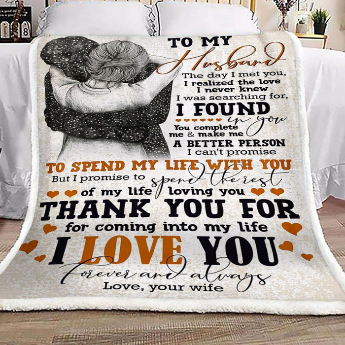 Personalized Blanket To My Husband The Day I Met You Print Holding Couple Custom Name Fleece Blanket For Valentines