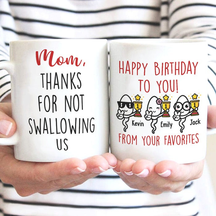 Personalized Ceramic Coffee Mug Happy Birthday For Mom Funny Naughty Sperm Custom Name 11 15oz Mother's Day Cup