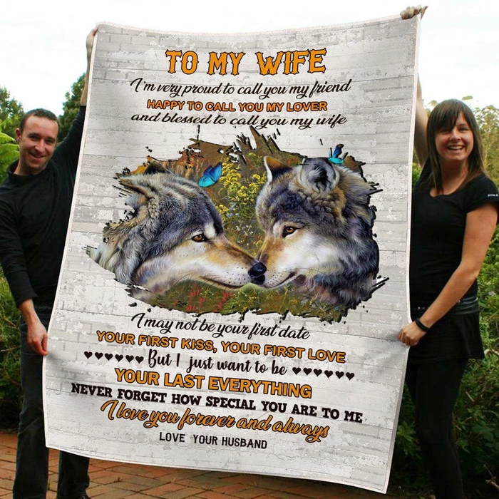 Personalized Blanket To My Wife From Husband Love You Forever And Always Wolf Couple Printed Custom Name