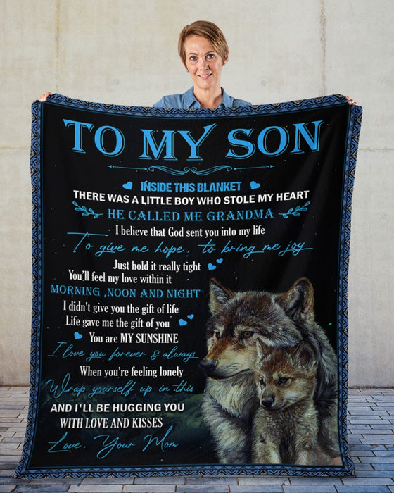Personalized To My Son Blanket From Father Mother Custom Name Wolves Give Me Hope Bring Joy Gifts For Christmas Xmas