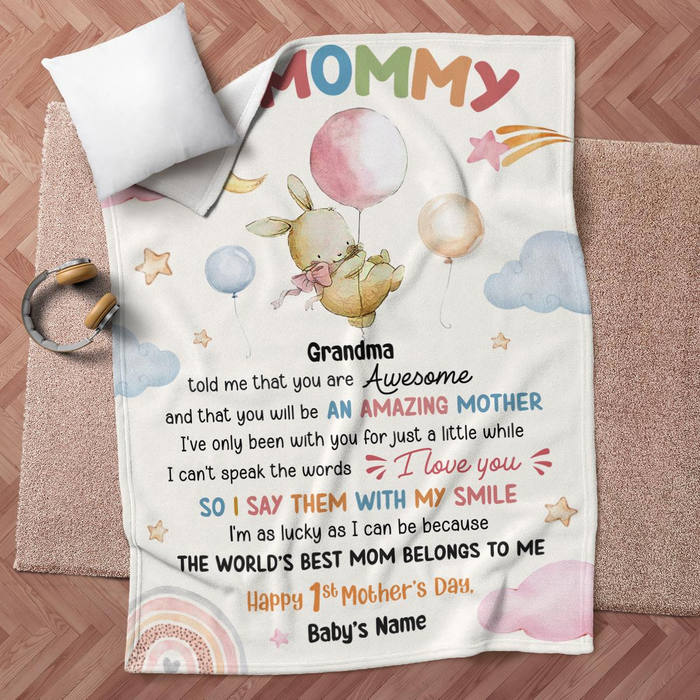 Personalized Blanket For New Mom Cute Bunny Grandma Told Me That Custom Name Gifts For First Mothers Day Birthday
