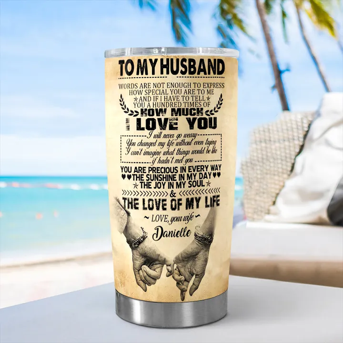 Personalized To My Husband Tumbler From Wife You Are Precious Hand In Hand Vintage Custom Name Gifts For Anniversary