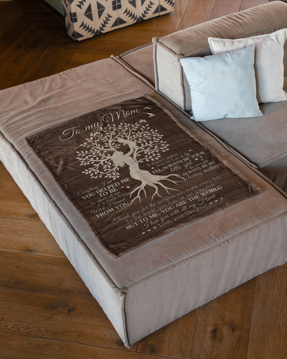 Personalized Blanket To My Mom From Daughter You Helped Me Wooden & Tree Design Mommy & Baby Printed Custom Name