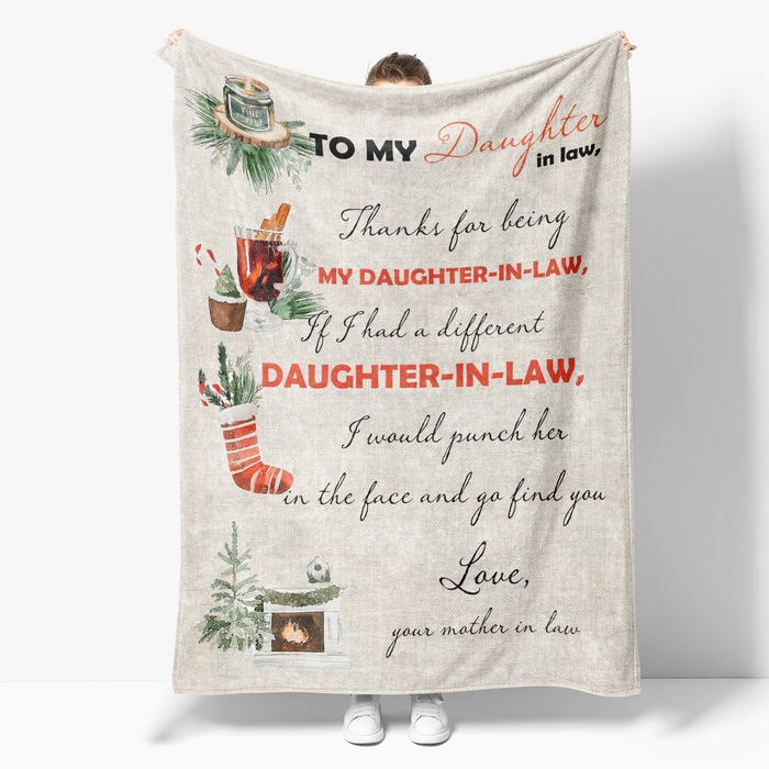 Personalized To Future Daughter In Law Blanket  I Would Punch Her In The Face Vintage Custom Name Gifts For Christmas