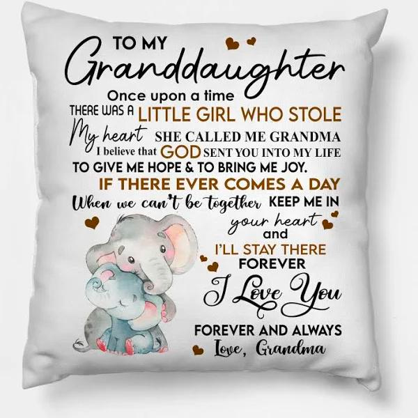 Personalized To My Granddaughter Square Pillow Elephant A Little Girl Who Stole My Heart Custom Name Sofa Cushion