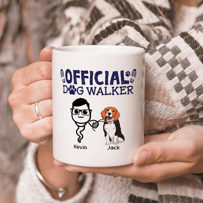 Personalized Ceramic Coffee Mug For Dog Dad Official Dog Walker Funny Sperm & Dog Print Custom Name 11 15oz Cup